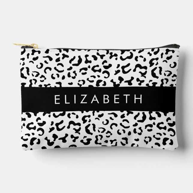 Pochette À Accessoires Empreinte de léopard, Spots, Noir Et Blanc, Votre  (Recto)