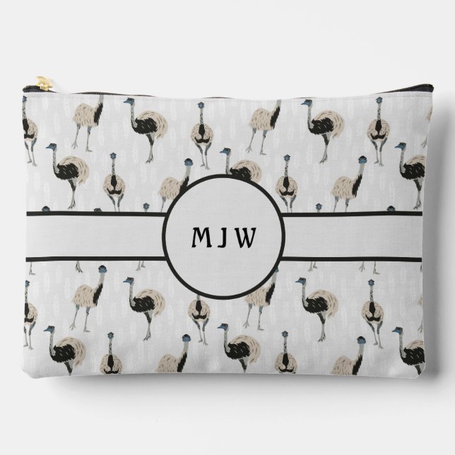 Pochette À Accessoires Emus Bird Lovers Patterned Monogrammed (Recto)