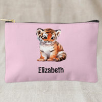 Enfants mignon tigre ajouter un nom rose noir