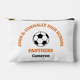 Pochette À Accessoires Équipe de football personnalisée du lycée Orange