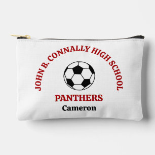 Pochette À Accessoires Équipe de soccer au lycée rouge personnalisée