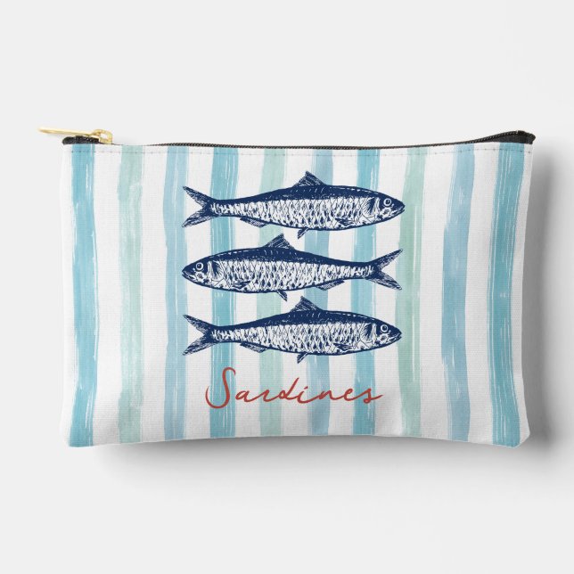 Pochette À Accessoires Esthétique de pêcheur de sardines à rayures côtièr (Recto)