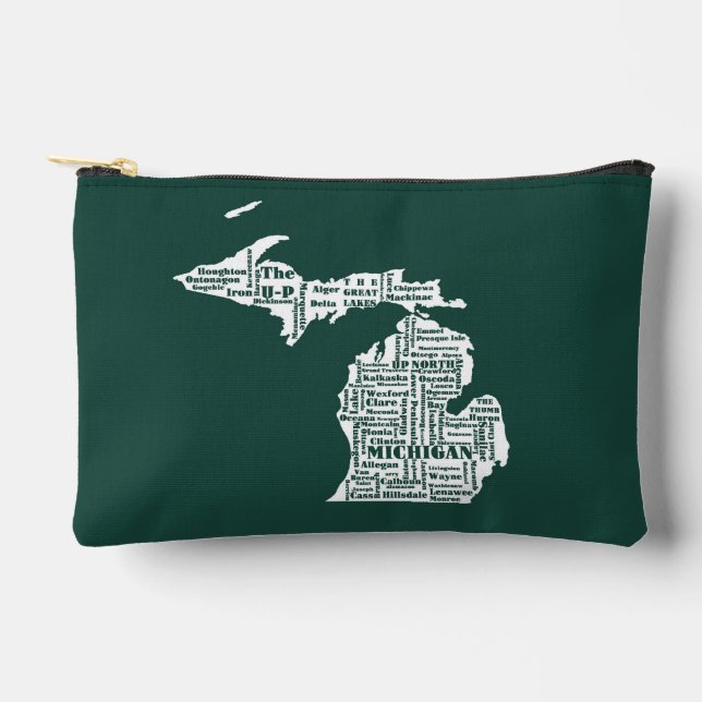 Pochette À Accessoires État vert des villes du Michigan (Recto)