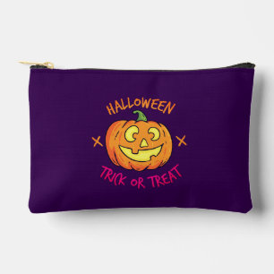 Pochette À Accessoires Étiquette de citrouille d'Halloween Trick or Treat