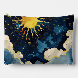 Pochette À Accessoires Étoiles célestes et nuages bleus modernes