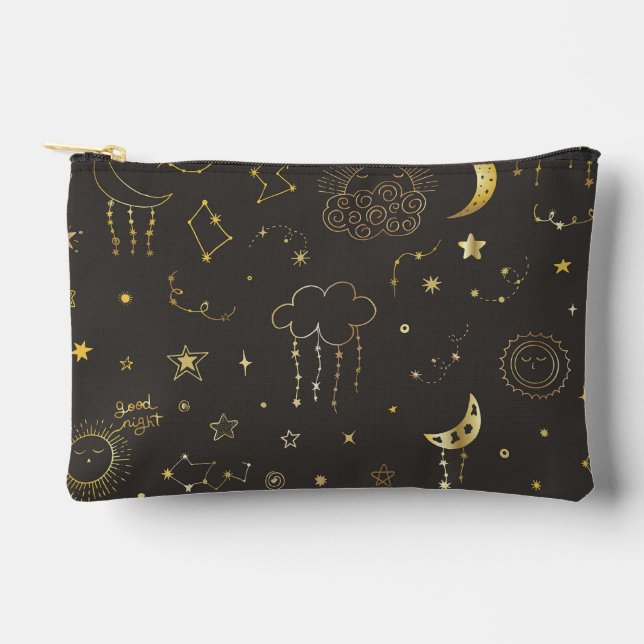 Pochette À Accessoires Étoiles Célestes, Lune et Constellations (Recto)