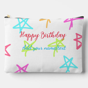 Pochette À Accessoires Étoiles colorées joyeux anniversaire ajouter nom t