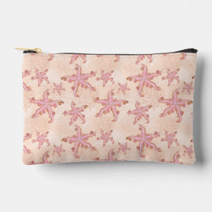 Pochette À Accessoires Étoiles de mer et motif pastel rose corail