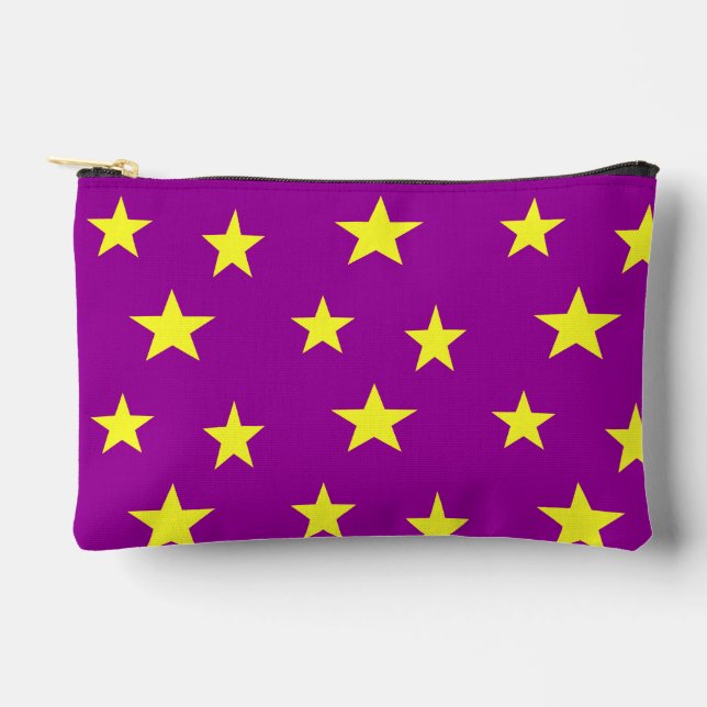 Pochette À Accessoires étoiles jaunes sur violet (Recto)