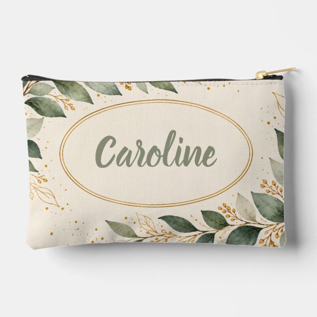 Pochette À Accessoires Eucalyptus doré élégant (Verso)