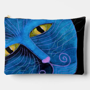 Pochette À Accessoires Face de chat bleu Abstrait