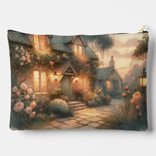 Pochette À Accessoires Fairytale Cottage au coucher du soleil avec Rose