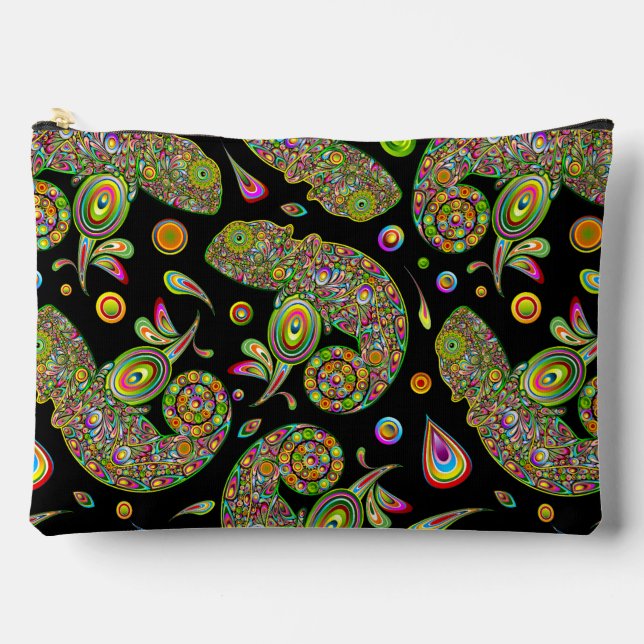 Pochette À Accessoires Fantaisie psychédélique du caméléon (Recto)