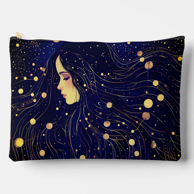 Pochette À Accessoires Femme Céleste Déesse Lune Étoiles Ciel (Recto)