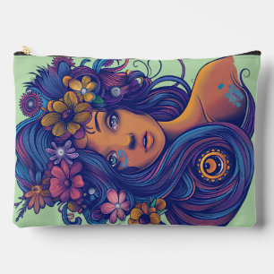 Pochette À Accessoires Femme d'Imaginaire Boho avec cheveux floraux