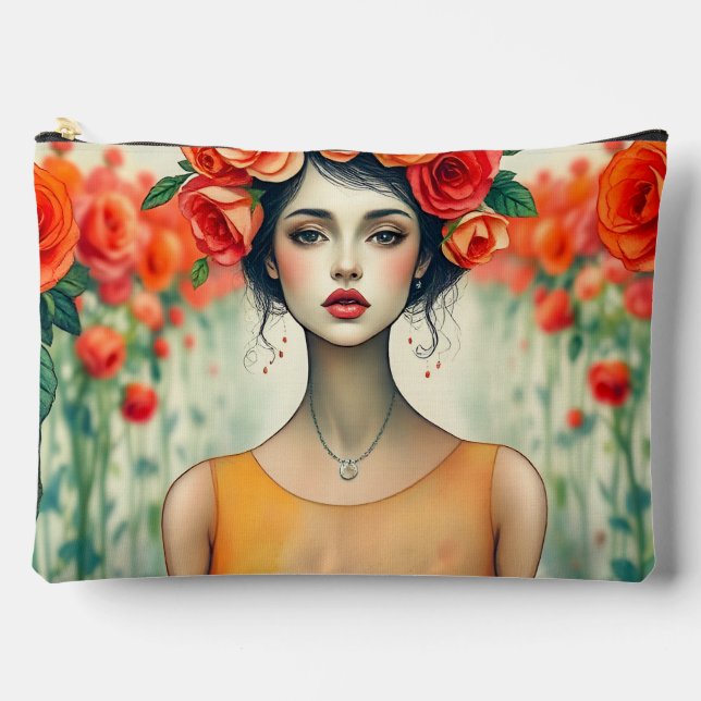 Pochette À Accessoires Femme et Rose (Recto)