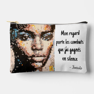 Pochette À Accessoires Férocité Portrait Pixel Art Vibrant