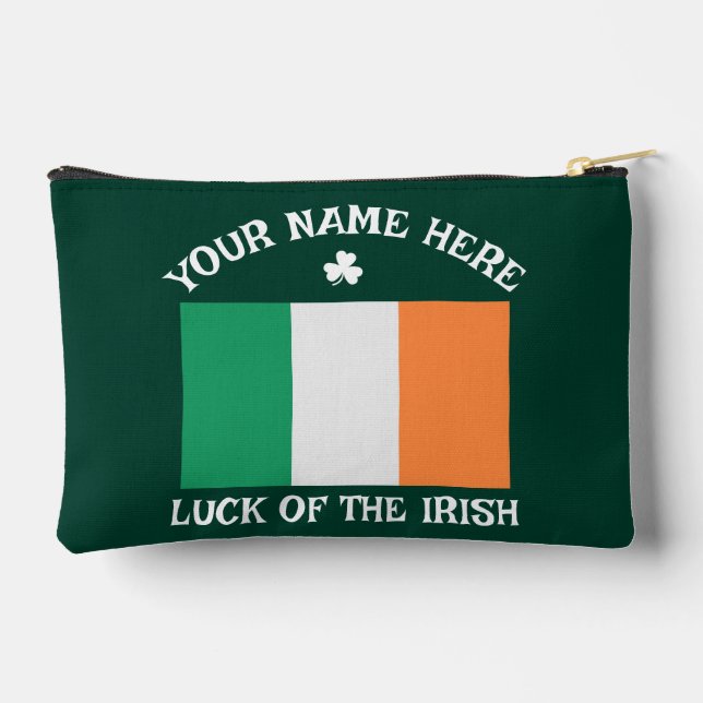 Pochette À Accessoires Fête de la Saint-Patrick Drapeau de l'Irlande Nom  (Verso)
