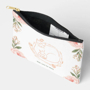 Pochette À Accessoires Fête des Mères Fleurie Personnalisée Chat Maman &