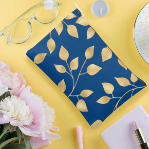 Pochette À Accessoires feuillage ornemental design feuille d'or faux moti