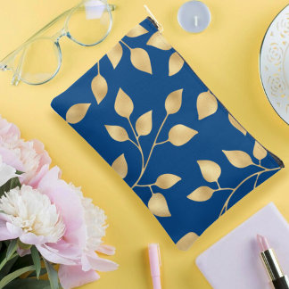 Pochette À Accessoires feuillage ornemental design feuille d'or faux moti