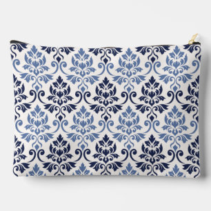 Pochette À Accessoires Feuille Damask Big Motif Blues on Cream