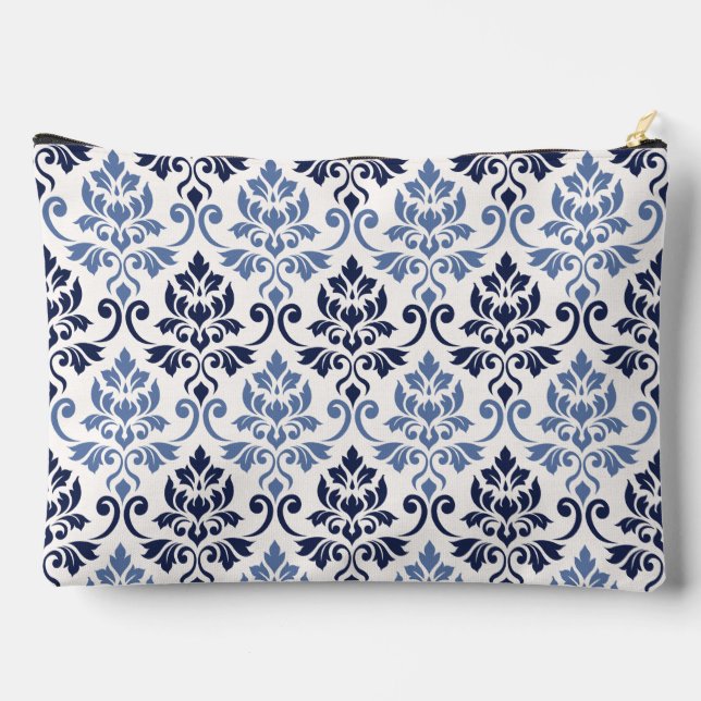 Pochette À Accessoires Feuille Damask Big Motif Blues on Cream (Verso)