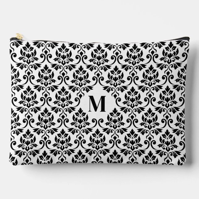 Pochette À Accessoires Feuille Damask Motif noir (personnalisé) (Recto)