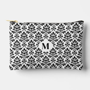 Pochette À Accessoires Feuille Damask motif noir (sur mesure)