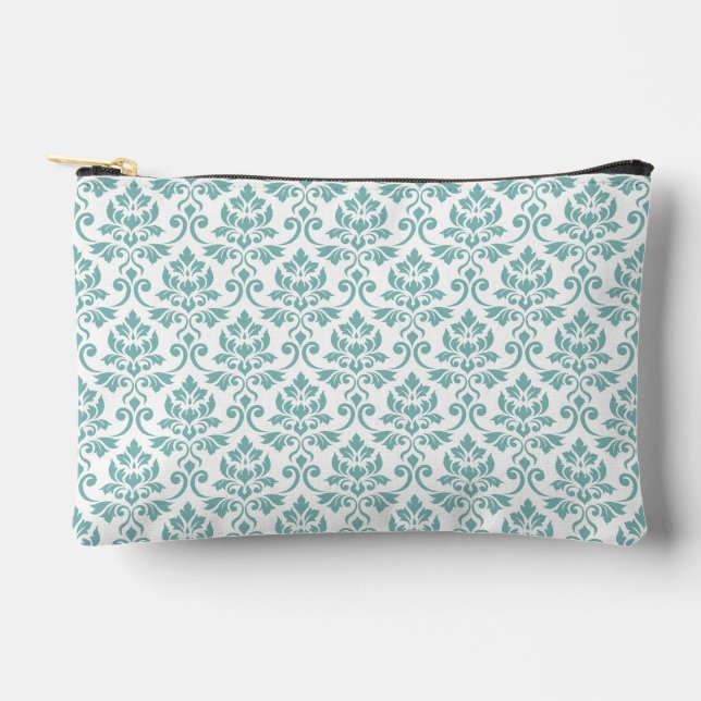 Pochette À Accessoires Feuille Damask Motif Turquoise (Recto)