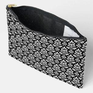 Pochette À Accessoires Feuille Damask Patte blanc sur noir