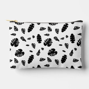 Pochette À Accessoires Feuille d'été noir et blanc Tropical Motif