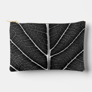 Pochette À Accessoires Feuille lumineuse noir et blanc en gros plan