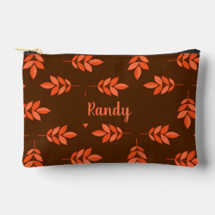 Pochette À Accessoires Feuille rouge nom personnalisé brun