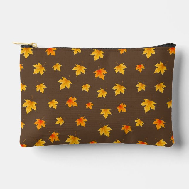 Pochette À Accessoires Feuilles d'érable sur fond marron (Recto)