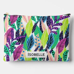 Pochette À Accessoires Feuilles tropicales modernes colorées personnalisé