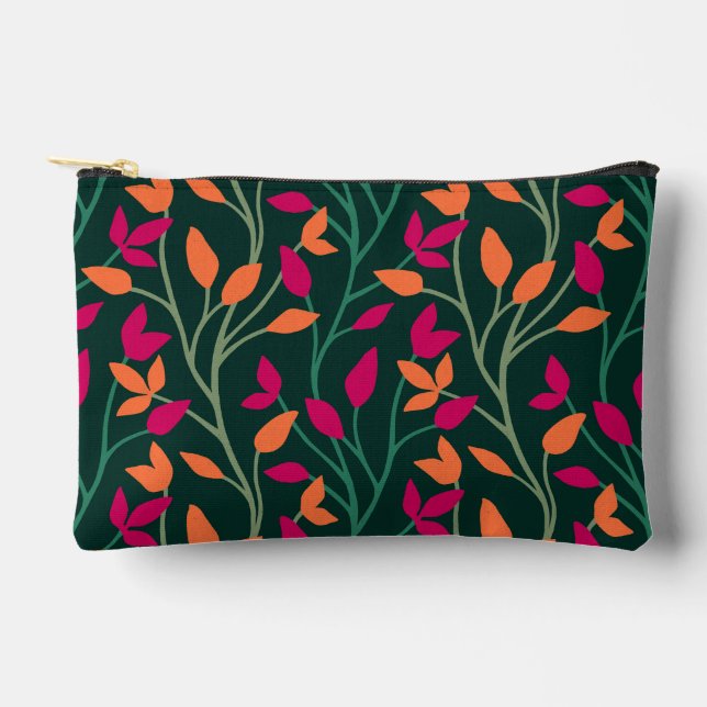 Pochette À Accessoires Feuilles vert foncé botaniques Style élégant (Recto)