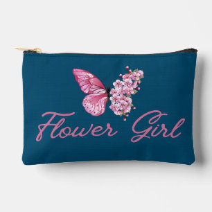 Pochette À Accessoires fille de fleurs stylisée, papillon rose mignon ble