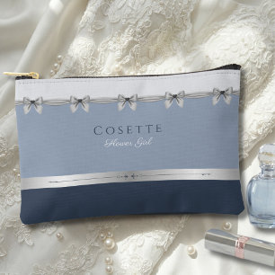 Pochette À Accessoires Fille des Fleurs de Luxe   Coquette Bleu Ardoise