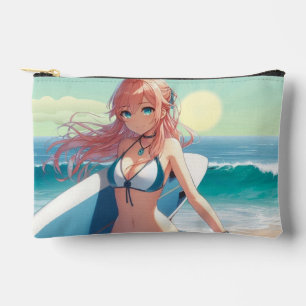 Pochette À Accessoires Fille surfeuse d'anime côtier/nautique/tropical