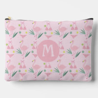 Flamant rose fille mignonne et Monogramme rose bik
