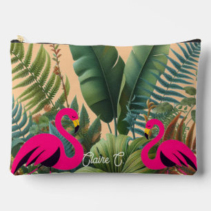 Pochette À Accessoires Flamant rose tropical Moody Greenery Accessory Pou