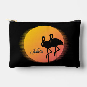 Pochette À Accessoires Flamants roses Sunset personnel avec nom