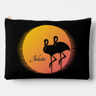 Pochette À Accessoires Flamants roses Sunset personnel avec nom