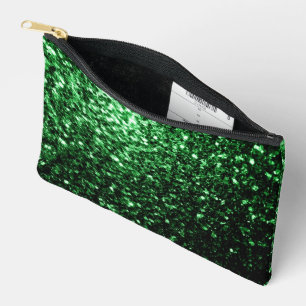 Pochette À Accessoires Flamme de parties scintillant vert foncé