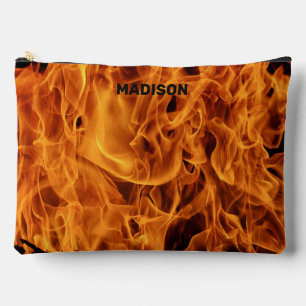 Pochette À Accessoires Flammes d'incendie de nom personnalisé
