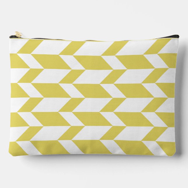 Pochette À Accessoires Flèche à deux tons en gras Chevron rayé jaune blan (Recto)