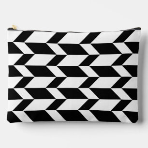 Pochette À Accessoires Flèche Chevron Gras Deux Tons Bleu Noir & Blanc