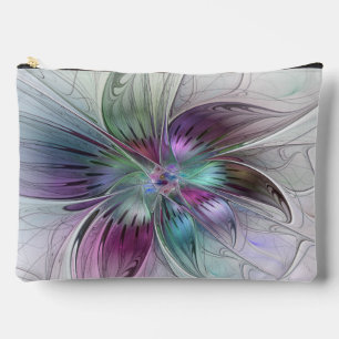 Pochette À Accessoires Fleur Abstraite colorée Art moderne floral fractal