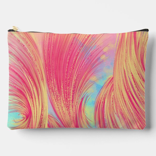 Pochette À Accessoires Fleur Abstraite rose et élégante (Recto)